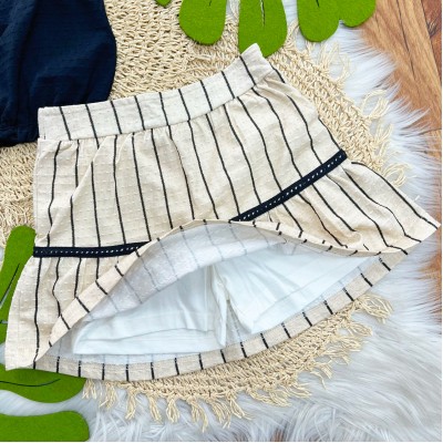 Conj. Regata Anabola e Short Saia Rendinha - Preto e Areia